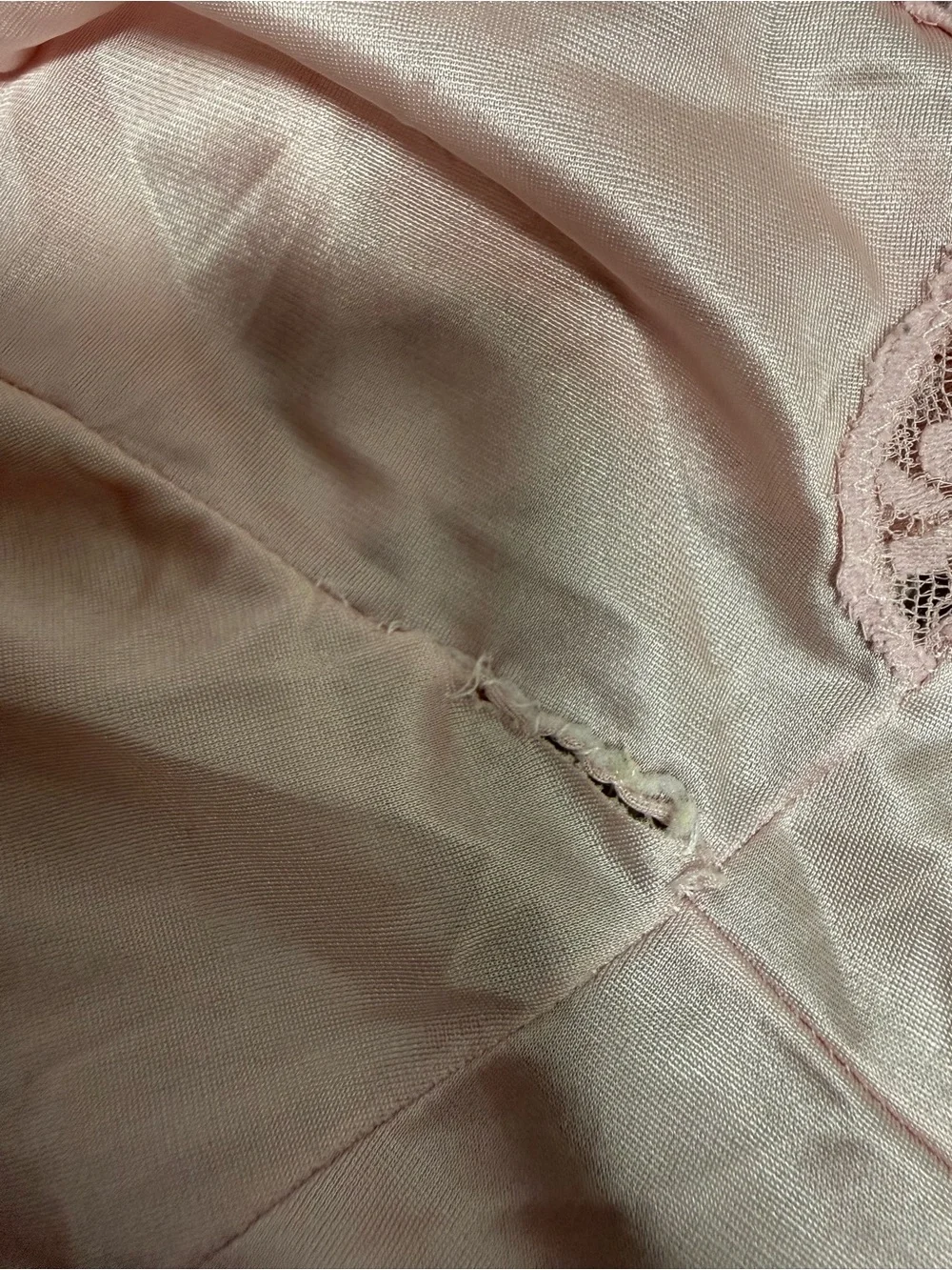 VTG Miss Elaine Lace Nightgown Maxi Dress Pink Empire Waist Coquette